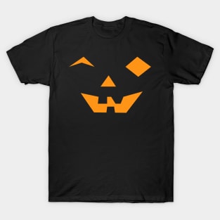 Laughing Halloween Pumpkin Face on Black Background T-Shirt